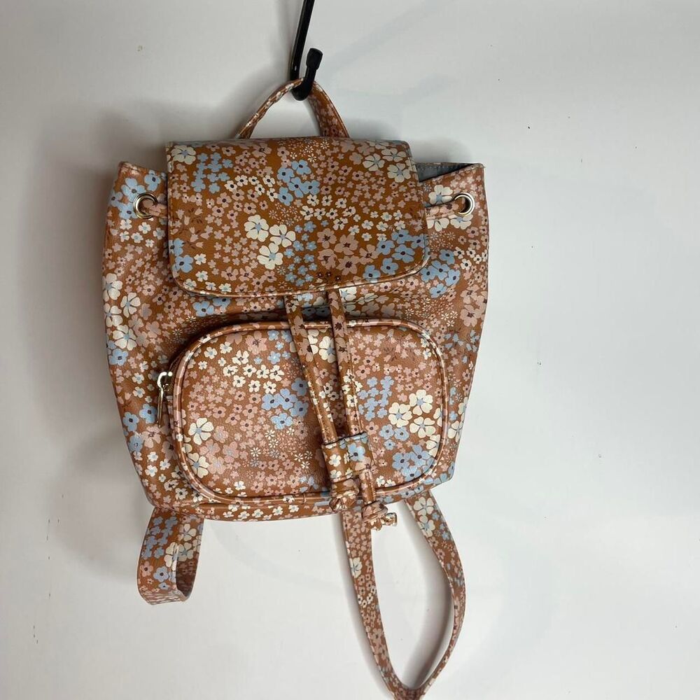 Wild Fable Brown Cream and Blue Micro Floral Mini Backpack Boho Cottage Feminine